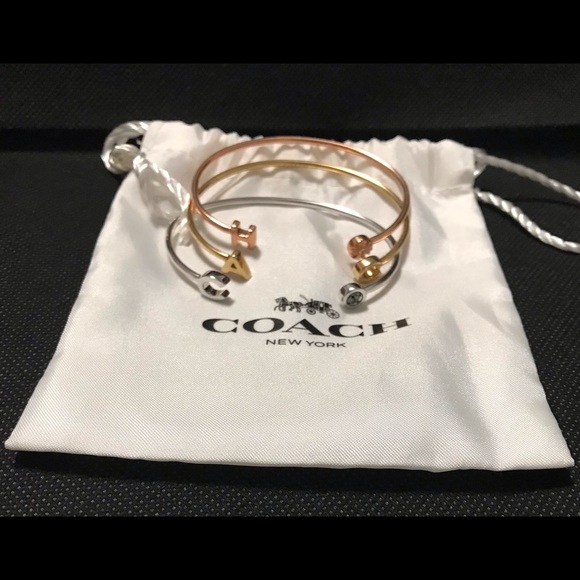 Coach trio gold,silver, and copper cuff bangle set. - Picture 2 of 4